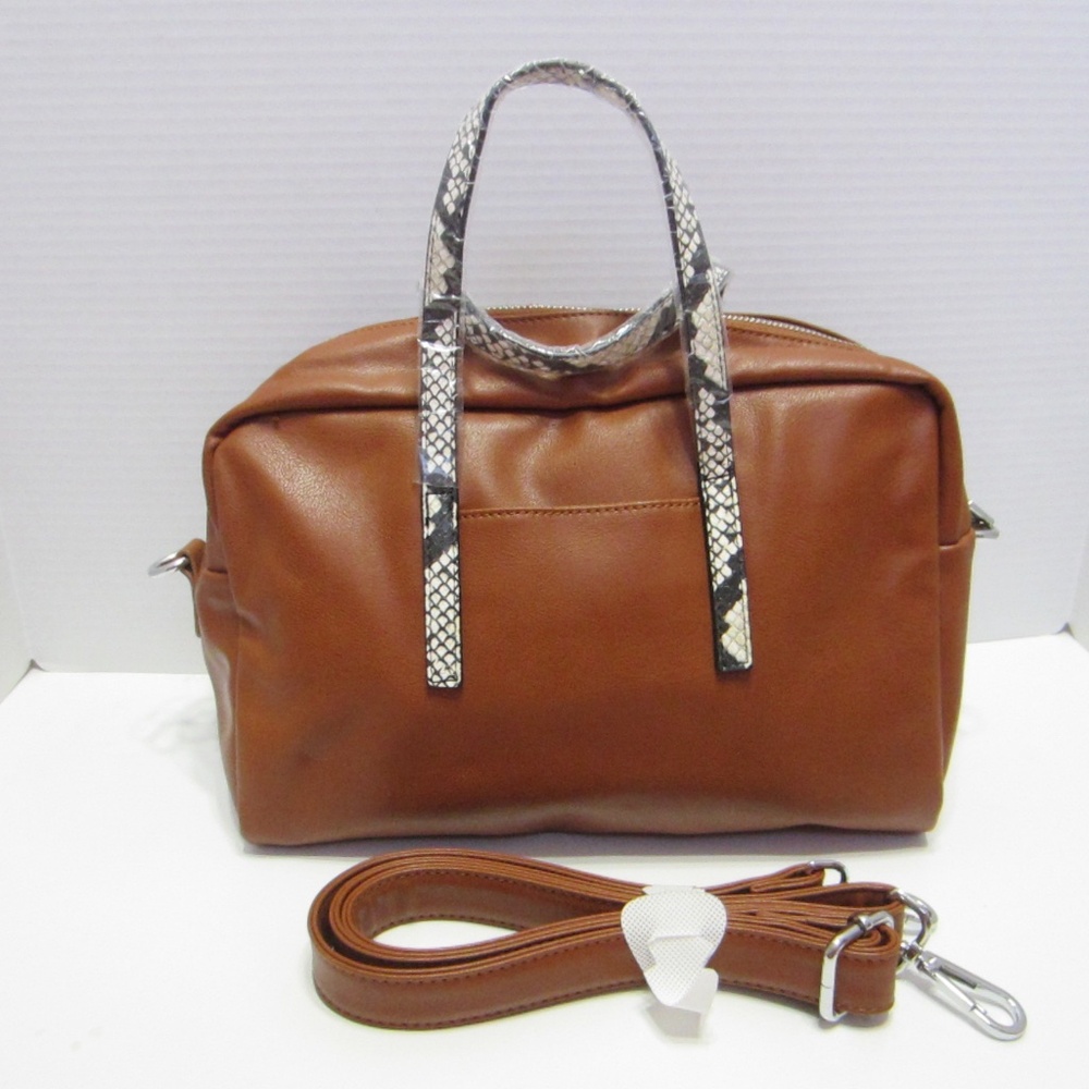 Urban Originals Fame Satchel Bag Vegan Leather Rust Snake Print Straps